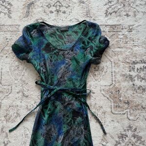 90s vintage earthy boho semi sheer maxi sun dress